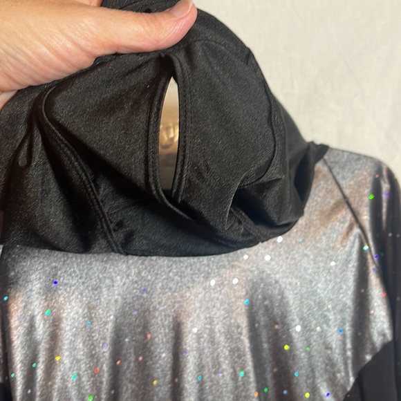 Revolution Dancewear Costume Large Adult LA Black Silver Sequins Short Unitard - Picture 10 of 14